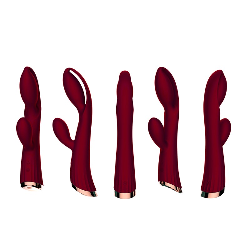 Vibromasseur rouge avec stimulateur de clitoris LRIS USB – Image 3